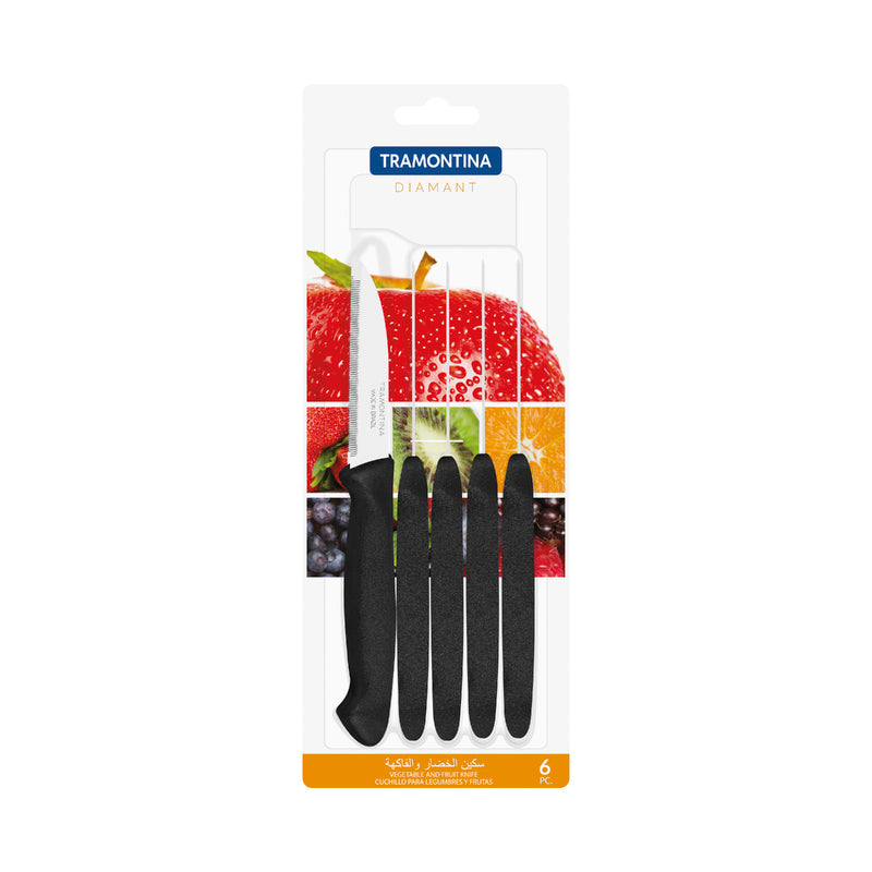 Tramontina Diamant 6 Pieces Paring Knife Set with Stainless Steel Blade and Polypropylene Handle