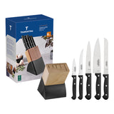 Tramontina Ultracorte 6 Pieces Knife and Block Set with Stainless Steel Blade and Black Polypropylene Handle