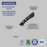 Tramontina Solutta Peeling Knife with Stainless-Steel Blade and Black Polycarbonate y fibra de vidrio Handle 3"