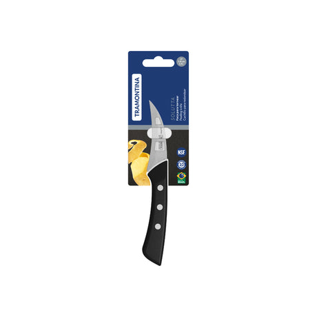 Tramontina Solutta Peeling Knife with Stainless-Steel Blade and Black Polycarbonate y fibra de vidrio Handle 3"