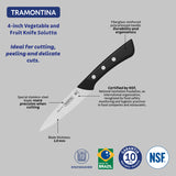 Tramontina Solutta vegetable and fruit knife with Stainless-Steel Blade and Black Polycarbonate Handle 4"