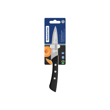 Tramontina Solutta vegetable and fruit knife with Stainless-Steel Blade and Black Polycarbonate Handle 4"