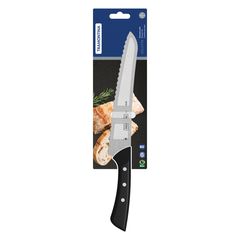 Tramontina Solutta Bread Knife with Stainless-Steel Blade and Black Polycarbonate Handle 8"