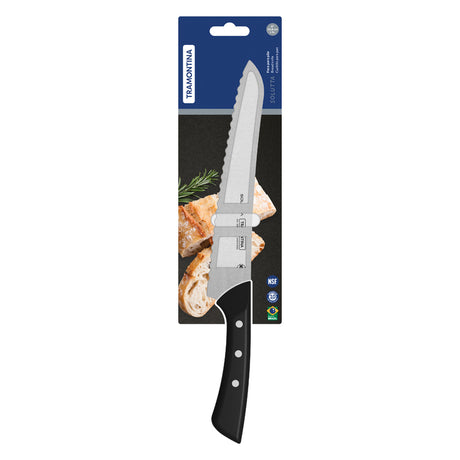 Tramontina Solutta Bread Knife with Stainless-Steel Blade and Black Polycarbonate Handle 8"
