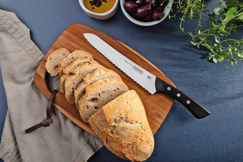 Tramontina Solutta Bread Knife with Stainless-Steel Blade and Black Polycarbonate Handle 8"