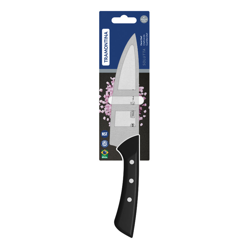 Tramontina Solutta Chef"s Knife with Stainless-Steel Blade and Black Polycarbonate Handle 6"