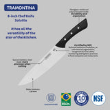 Tramontina Solutta Ham Knife with Stainless-Steel Blade and Black Polycarbonate Handle 10"