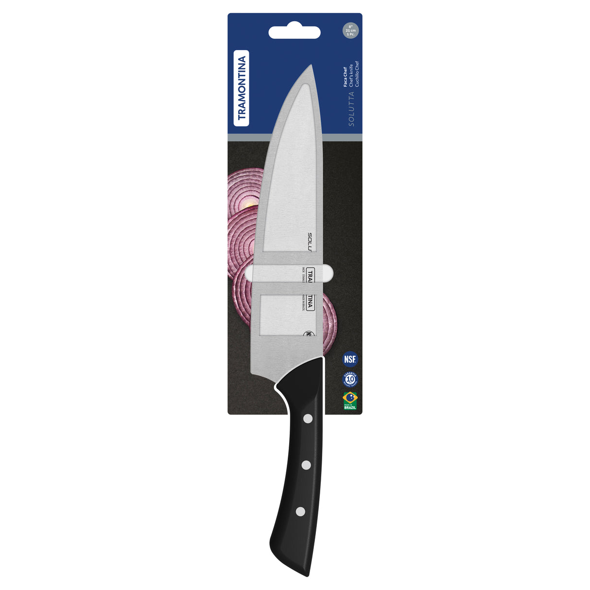 Tramontina Solutta Ham Knife with Stainless-Steel Blade and Black Polycarbonate Handle 10"