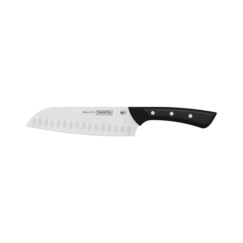 Tramontina Solutta Santoku Knife with Stainless-Steel Blade and Black Polycarbonate Handle 7"