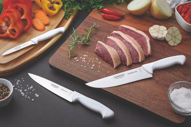 Tramontina Premium Utility Knife with Stainless Steel Blade and White Polypropylene Handle