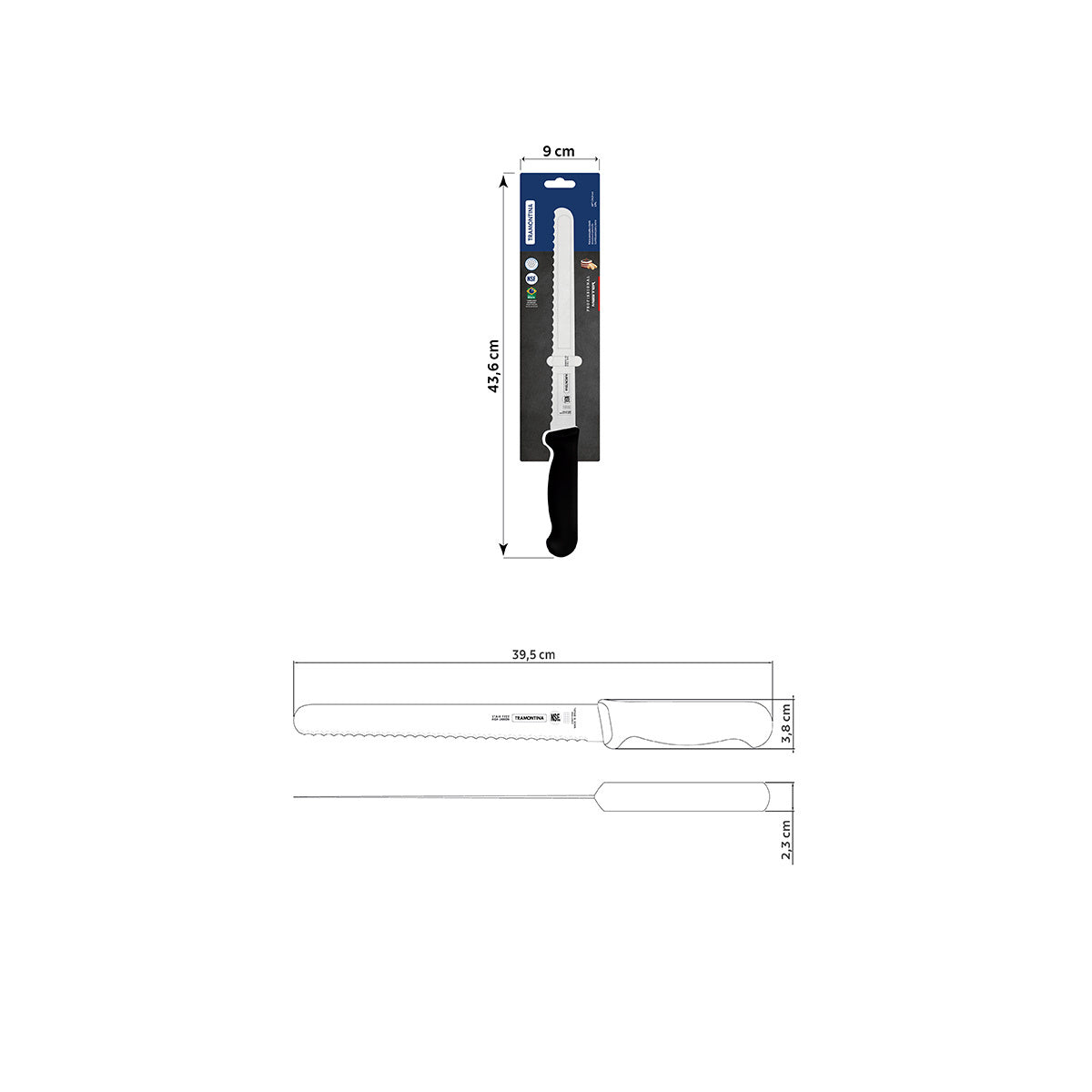 Tramontina Professional 10" Knife for Cold Cuts with Stainless-Steel Blade and Black Polypropylene Handle