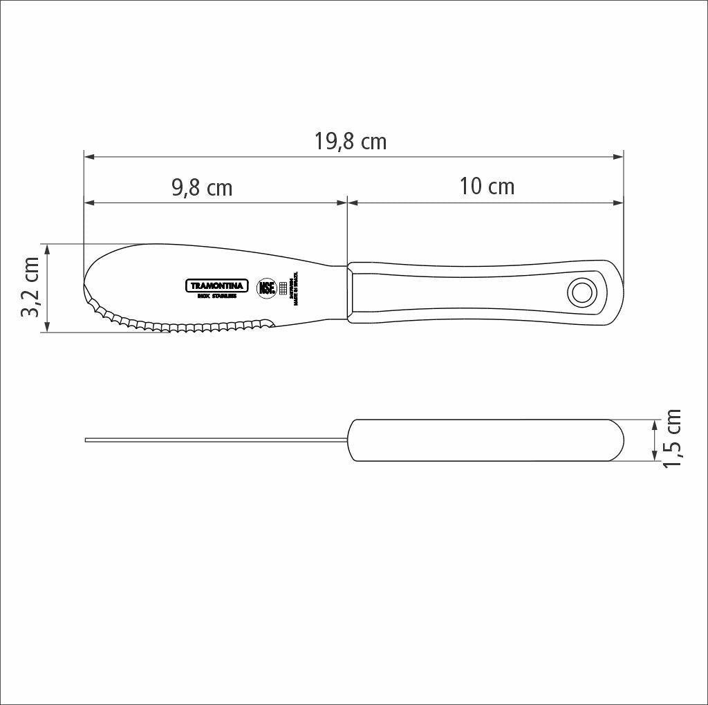 Tramontina Professional Spatula with Stainless-Steel Serrated Edge Blade and White Polypropylene Handle 4x1.1/4"