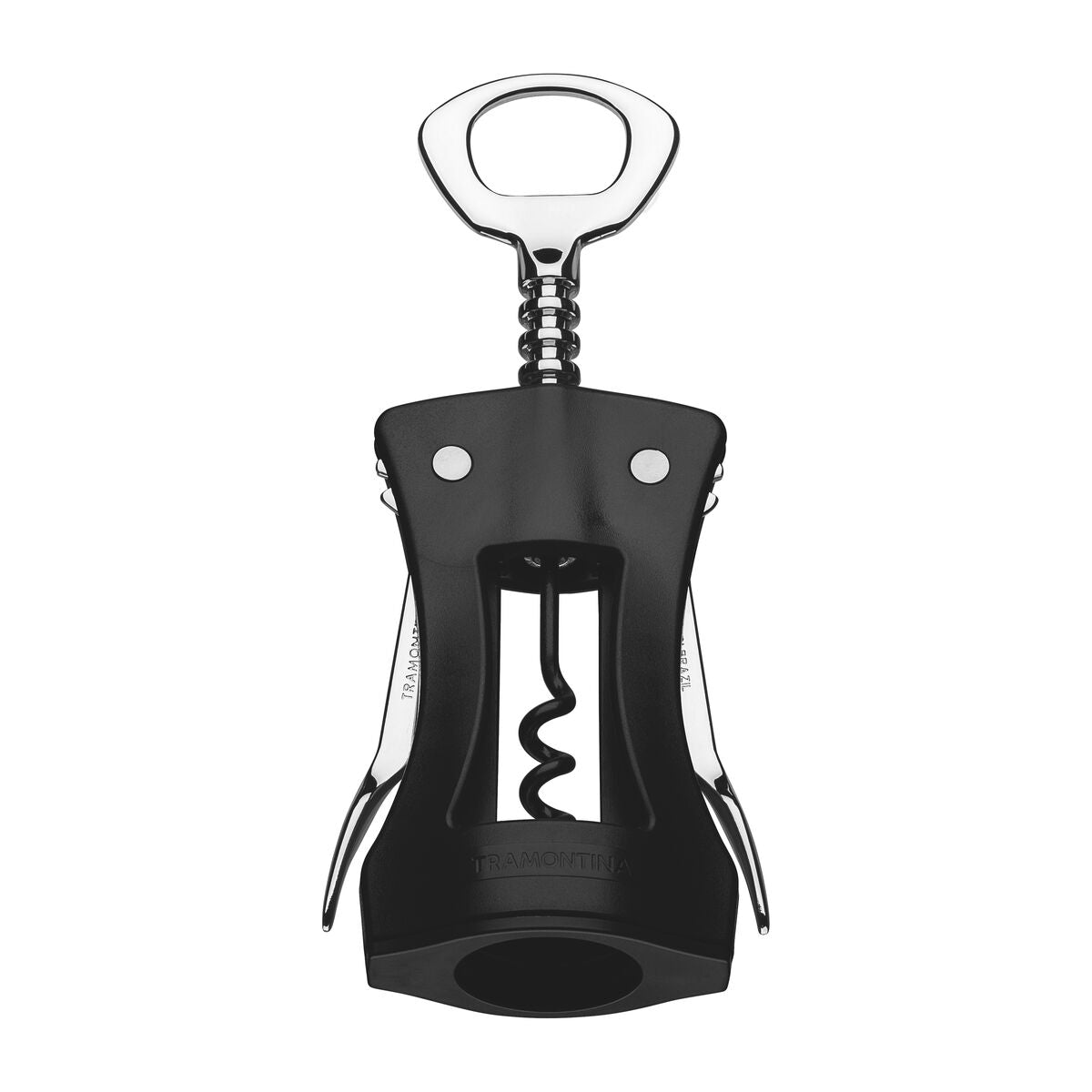 Tramontina Harmoniza Stainless Steel Winged Corkscrew in Black ABS Body and Zamak Bottle Opener