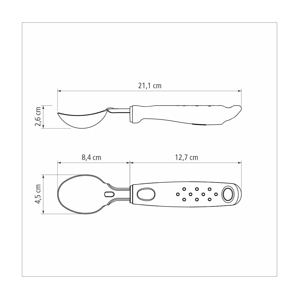 Tramontina Utilitá Ice Cream Scoop with Stainless-Steel Bowl and Black Polypropylene Handles