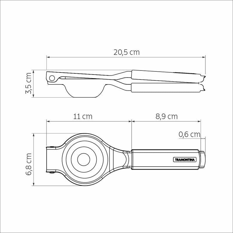 Tramontina Utilità Stainless-Steel Lemon Squeezer with Black Polypropylene Handle
