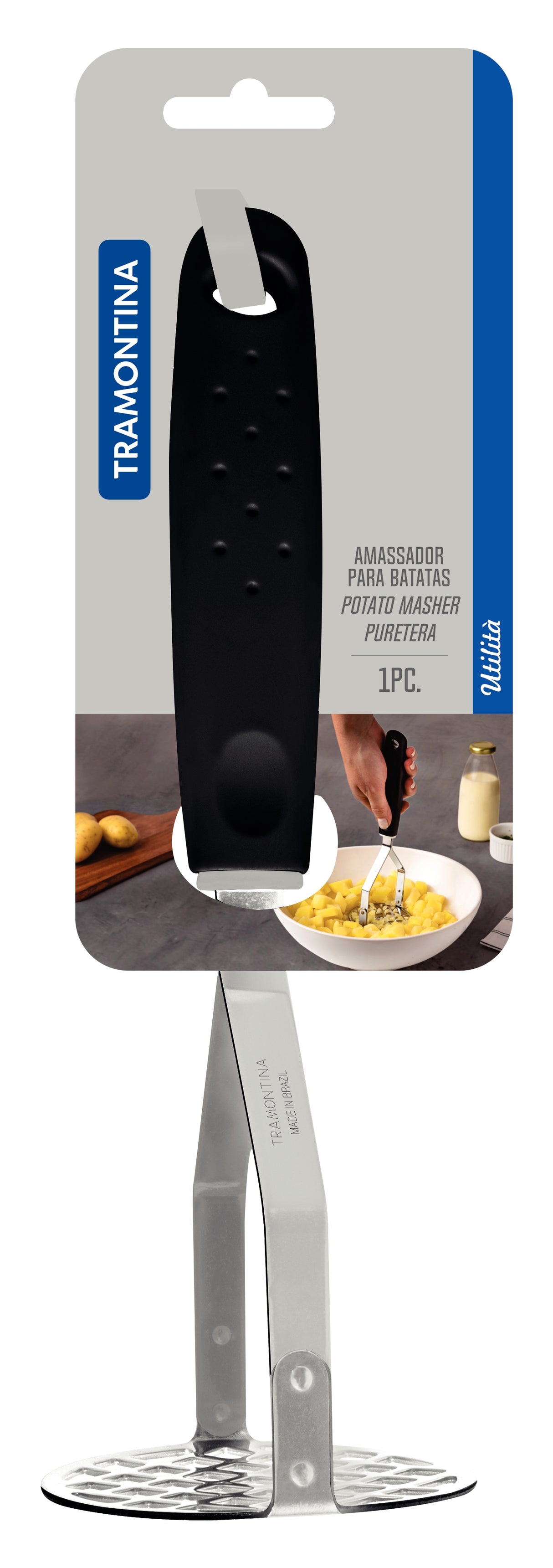 هراسة البطاطس ترامونتينا يوتيليتا بمقبض أسود 