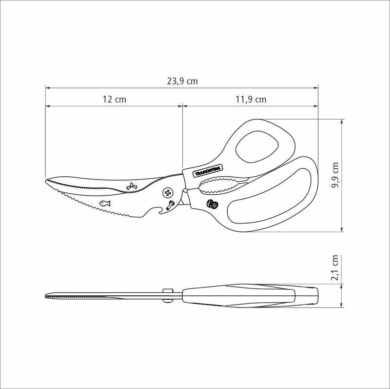 Tramontina Carving Scissors with Stainless-Steel Blades and Balck Polypropylene Handle, 8"