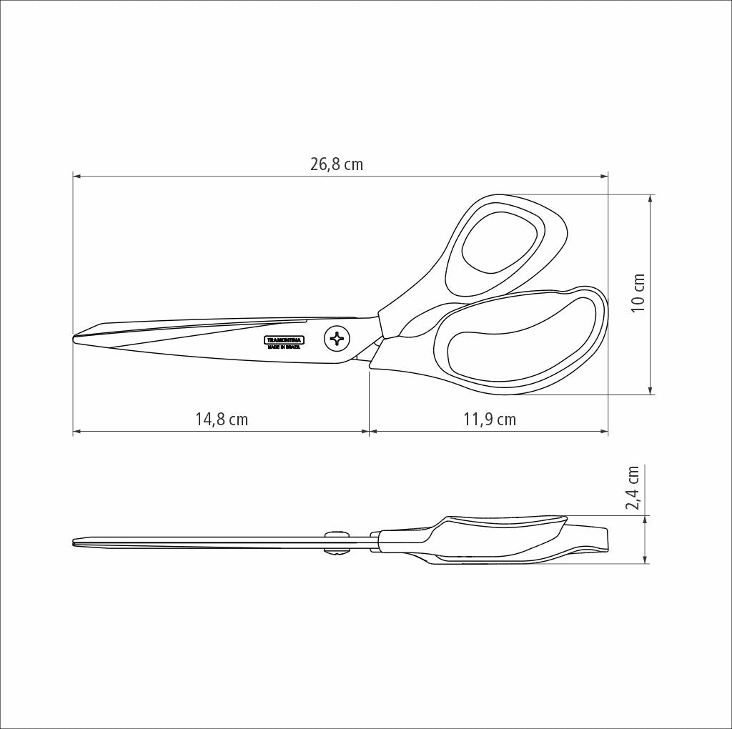 Tramontina Sewing Scissors with Stainless-Steel Blades and Onyx Polypropylene Handle, 10"