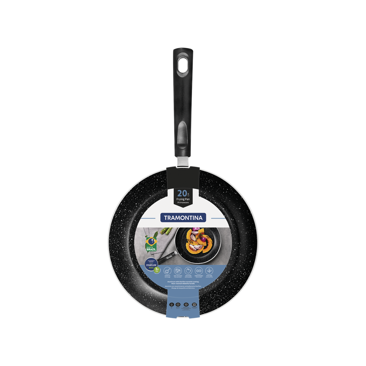 Tramontina Blue Aluminum Frying Pan with Interior and Exterior Starflon Max Coating 20 cm 0.8 L