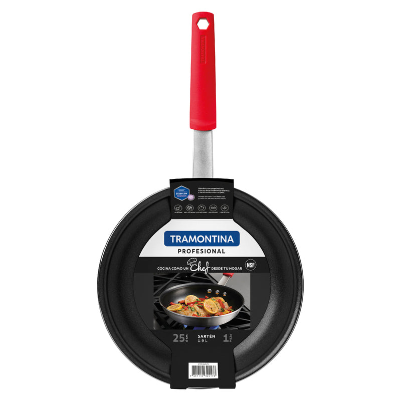 Tramontina Aluminum Frying Pan with Starflon Premium Internal Coating and Brushed Exterior, 25 cm, 1.9 L