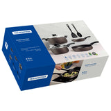 Tramontina Paris 8 Pieces Lead Colored Aluminum Cookware Set with Interior and Exterior Starflon Max PFOA Free Nonstick Coating