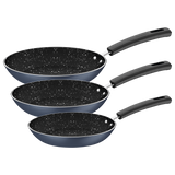 Tramontina Turim 3-Piece Aluminum Frying Pan Set with Interior and Exterior Starflon Max Nonstick Coating Blue