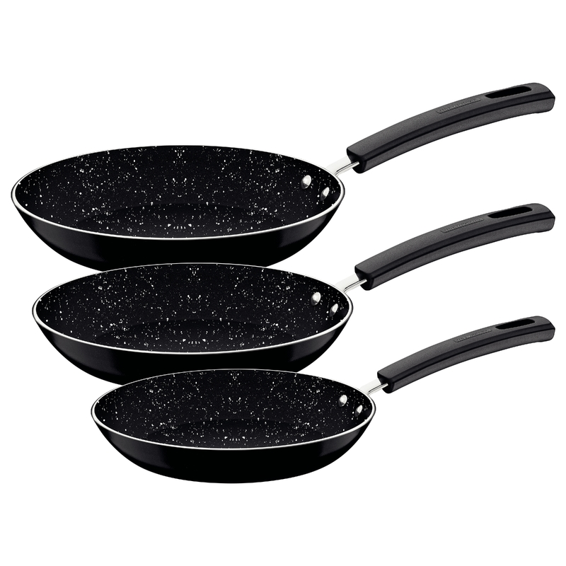Tramontina Black Aluminum Frying Pan Set with Interior and Exterior Starflon Max Nonstick Coating 3 pieces