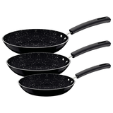 Tramontina Black Aluminum Frying Pan Set with Interior and Exterior Starflon Max Nonstick Coating 3 pieces