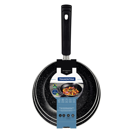 Tramontina Black Aluminum Frying Pan Set with Interior and Exterior Starflon Max Nonstick Coating 3 pieces