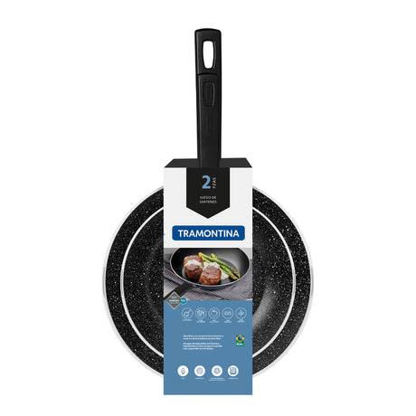 Tramontina Sicília Black Aluminum Frying Pan Set with Interior and Exterior Starflon Excellent Nonstick Coating 2 pieces