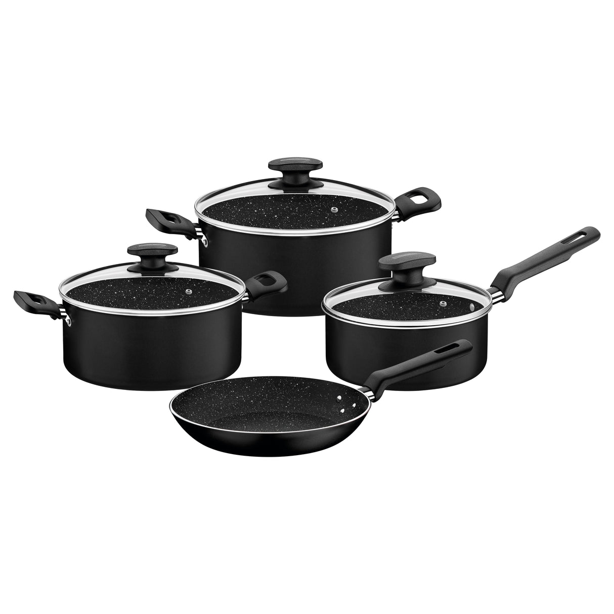 Tramontina Black Aluminum Cookware Set with Interior and Exterior Starflon Excellent Nonstick Coating 7 pieces