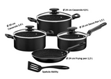 Tramontina Black Aluminum Cookware Set with Interior and Exterior Starflon Excellent Nonstick Coating 8 pieces