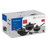Tramontina Black Aluminum Cookware Set with Interior and Exterior Starflon Excellent Nonstick Coating 8 pieces