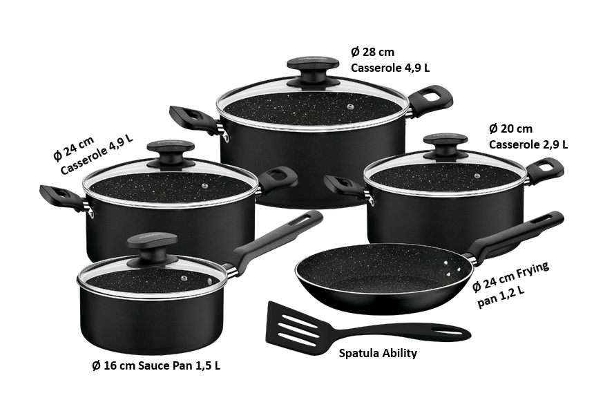 Tramontina 10-Piece Black Aluminum Cookware Set with Starflon Excellent Nonstick Coating