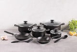 Tramontina Black Aluminum Cookware Set with Interior and Exterior Starflon Excellent Nonstick Coating 12 pieces