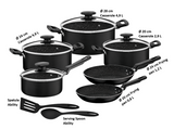 Tramontina Black Aluminum Cookware Set with Interior and Exterior Starflon Excellent Nonstick Coating 12 pieces