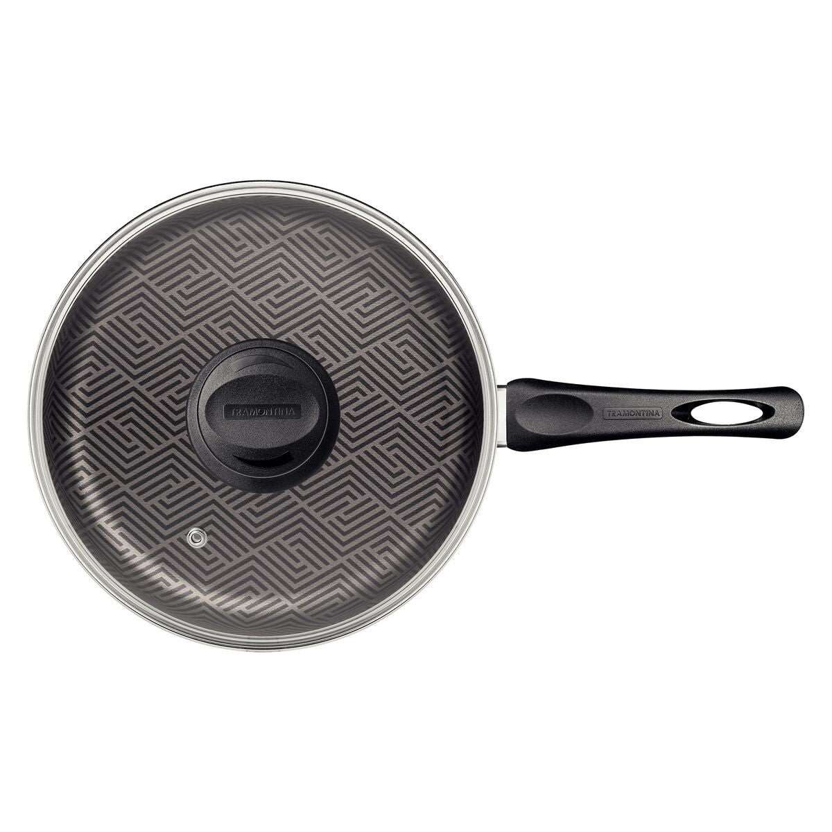 Tramontina Paris Aluminum Straight Frying Pan with Interior and Exterior Starflon Max Lead Nonstick Coating with a Glass Lid, 24 cm 2,0 L