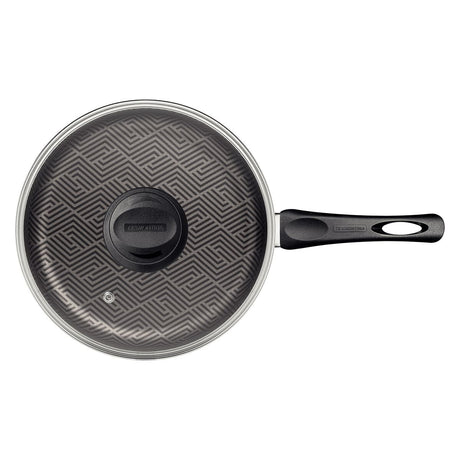 Tramontina Paris Aluminum Straight Frying Pan with Interior and Exterior Starflon Max Lead Nonstick Coating with a Glass Lid, 24 cm 2,0 L