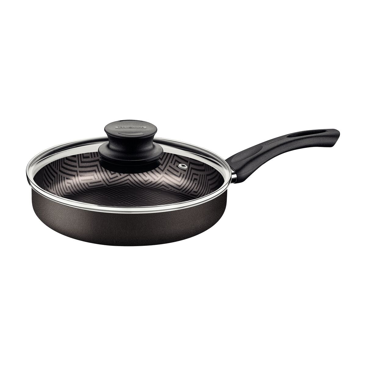 Tramontina Paris Aluminum Straight Frying Pan with Interior and Exterior Starflon Max Lead Nonstick Coating with a Glass Lid, 24 cm 2,0 L