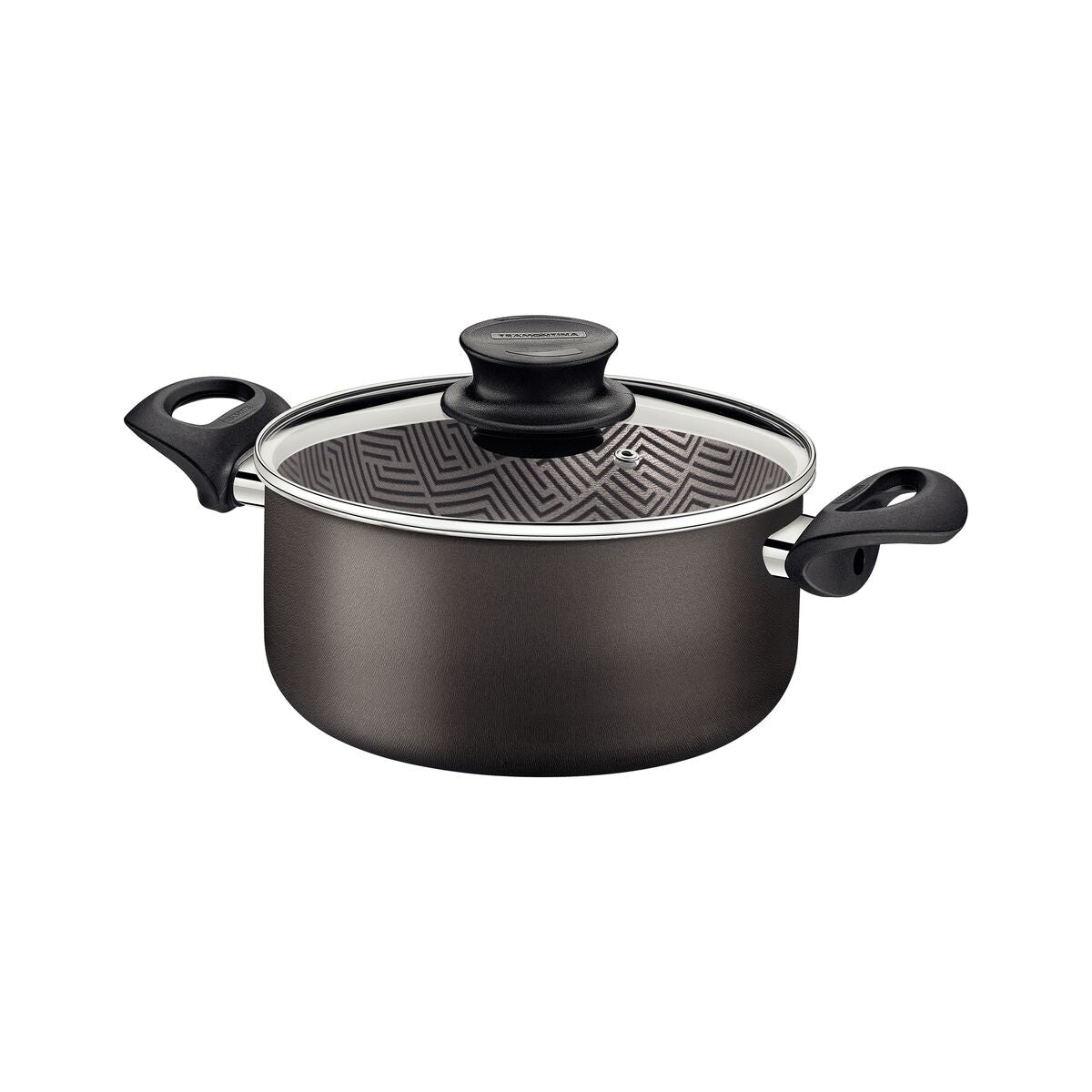Tramontina Paris Aluminum Casserole with Interior and Exterior Starflon Max Lead Nonstick Coating with a Glass Lid, 20 cm 2,9 L