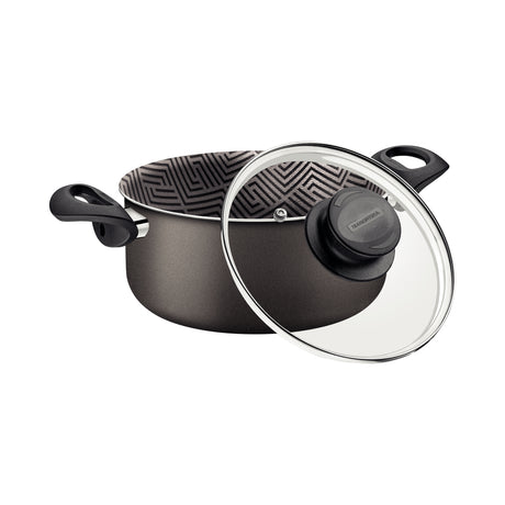 Tramontina Paris Aluminum Casserole with Interior and Exterior Starflon Max Lead Nonstick Coating with a Glass Lid, 22 cm 3,8 L