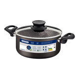 Tramontina Paris Aluminum Casserole with Interior and Exterior Starflon Max Lead Nonstick Coating with a Glass Lid, 26 cm 6,3 L