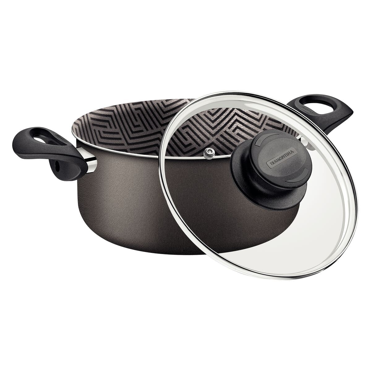 Tramontina Paris Aluminum Casserole with Interior and Exterior Starflon Max Lead Nonstick Coating with a Glass Lid, 28 cm 8 L
