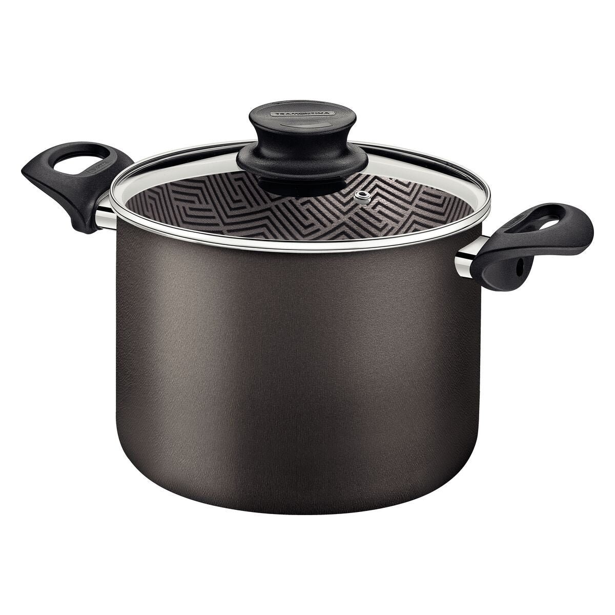 Tramontina Paris Aluminum Stock Pot with Interior and Exterior Starflon Max Lead Nonstick Coating with a Glass Lid, 28 cm 11,8 L