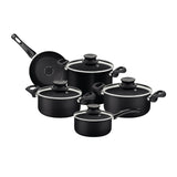 Tramontina Paris+ 9 Pieces Black Aluminum Cookware Set with Interior and Exterior Starflon Excellent PFOA Free Nonstick Coating