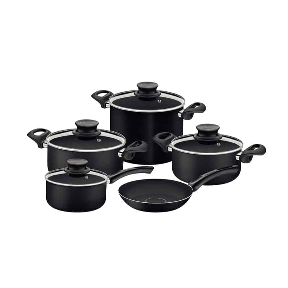 Tramontina Paris+ 9 Pieces Black Aluminum Cookware Set with Interior and Exterior Starflon Excellent PFOA Free Nonstick Coating