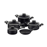 Tramontina Paris+ 9 Pieces Black Aluminum Cookware Set with Interior and Exterior Starflon Excellent PFOA Free Nonstick Coating