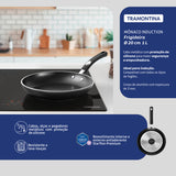 Tramontina Mônaco Induction Aluminum Frying Pan with Black Interior and Exterior Starflon Premium Nonstick Coating, 20 cm, 1 L