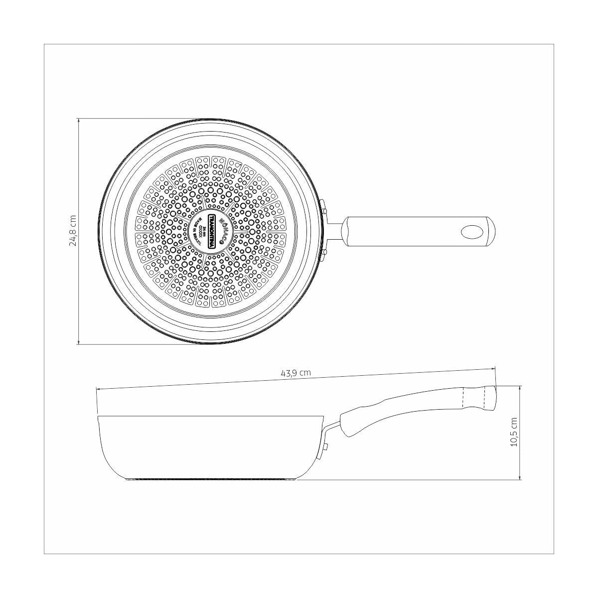 Tramontina Mônaco Induction Aluminum Deep Frying Pan with Black Interior and Exterior Starflon Premium Nonstick Coating, 24 cm, 2.7 L
