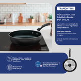 Tramontina Mônaco Induction Aluminum Deep Frying Pan with Black Interior and Exterior Starflon Premium Nonstick Coating, 24 cm, 2.7 L